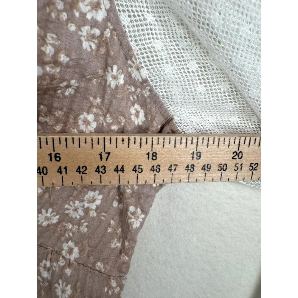 Abercrombie Social Tourist Floral Cottage core‎ Dress ruffle and lace sz L - Picture 6 of 12